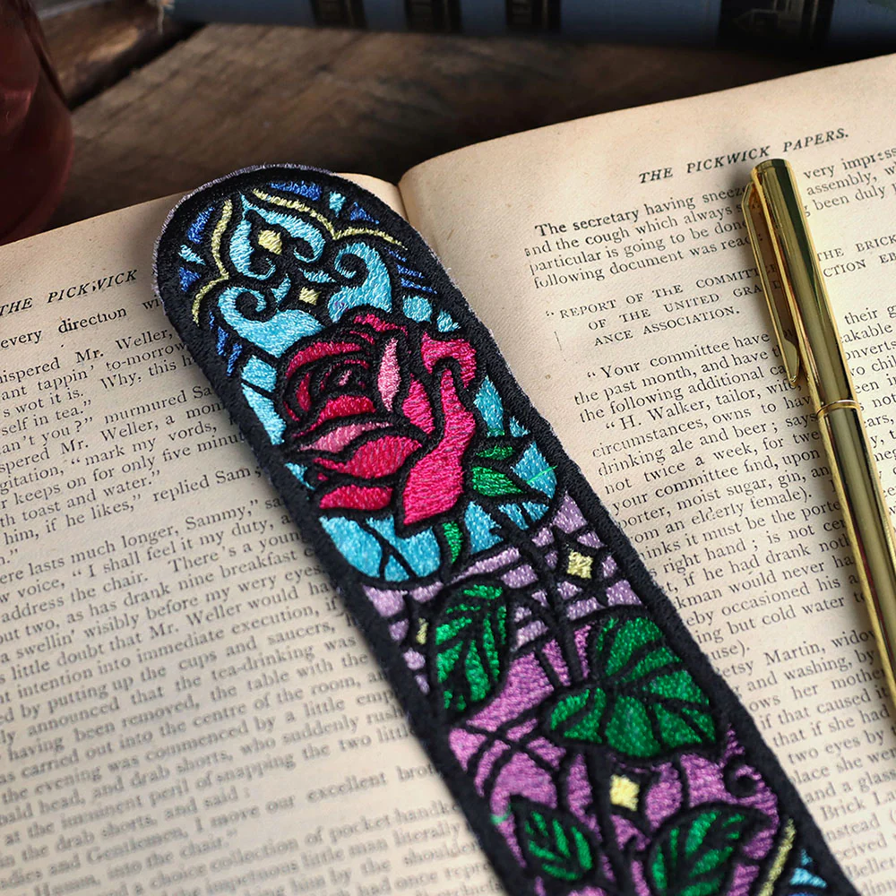 Stained Glass Rose Bookmark (Organza) - Image 3