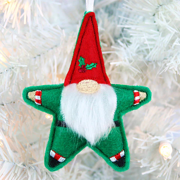Stuffed Christmas Star Gnome (In-the-Hoop)