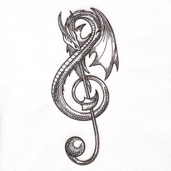 Treble Clef Dragon Etching - Image 7