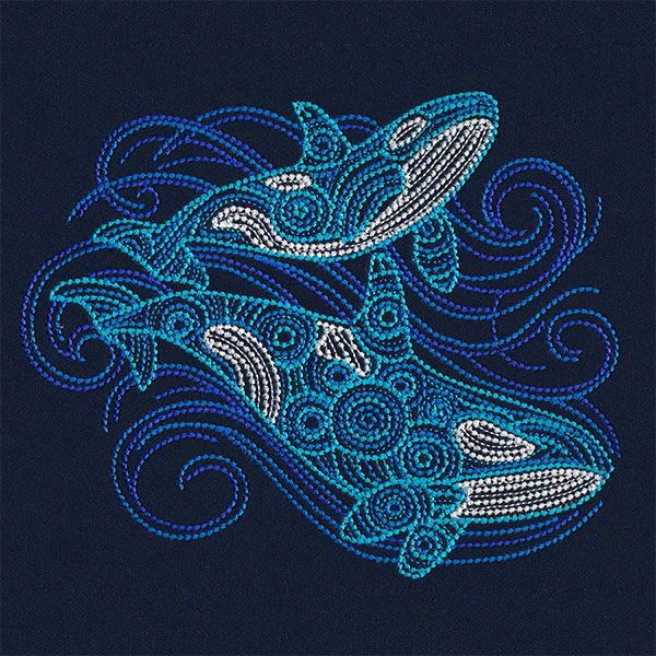 Under the Ocean Blue Mosaic Orcas - Image 3