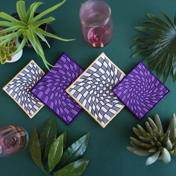 Warped Checker Board Optical Illusion Square Coaster (In-the-Hoop) - Image 11