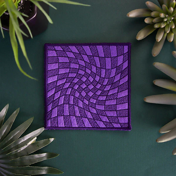 Warped Checker Board Optical Illusion Square Coaster (In-the-Hoop) - Image 3