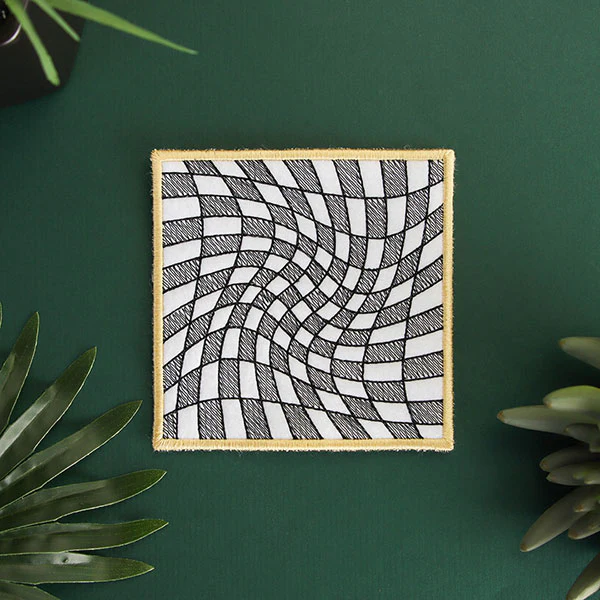 Warped Checker Board Optical Illusion Square Coaster (In-the-Hoop) - Image 5