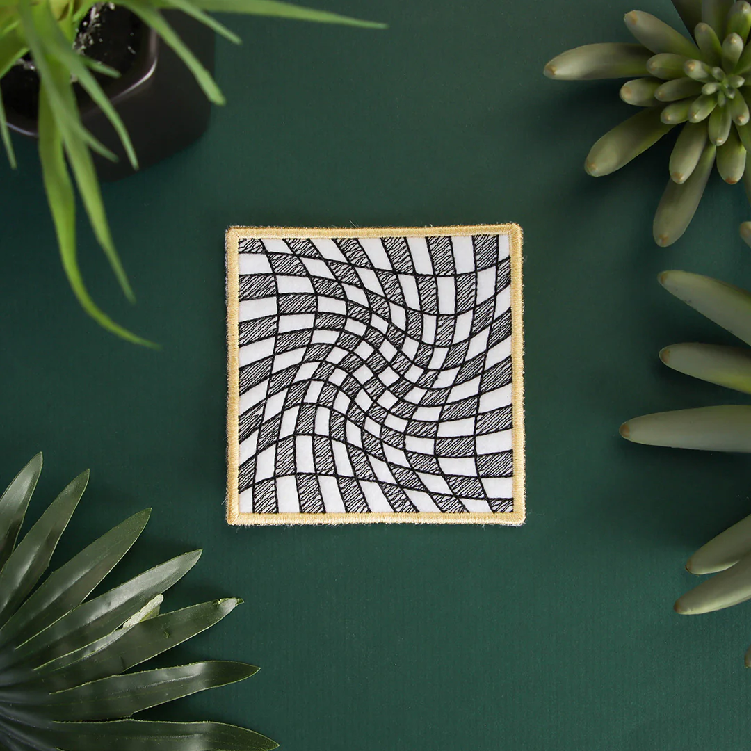 Warped Checker Board Optical Illusion Square Coaster (In-the-Hoop) - Image 6