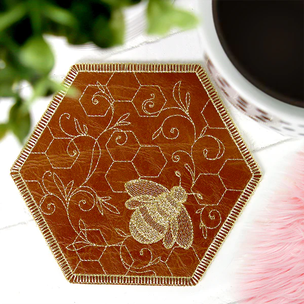 What's The Buzz Leather Coaster (In-the-Hoop) - Image 5