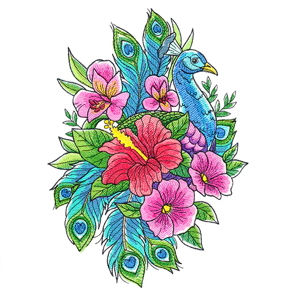 Wild Peacock in Flowers - Image 7