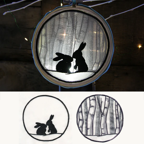 Winter Woodland Bunnies Shadowbox (Organza) - Image 3