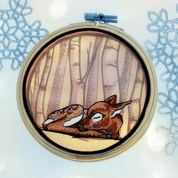 Winter Woodland Fawn Shadowbox (Organza) - Image 3