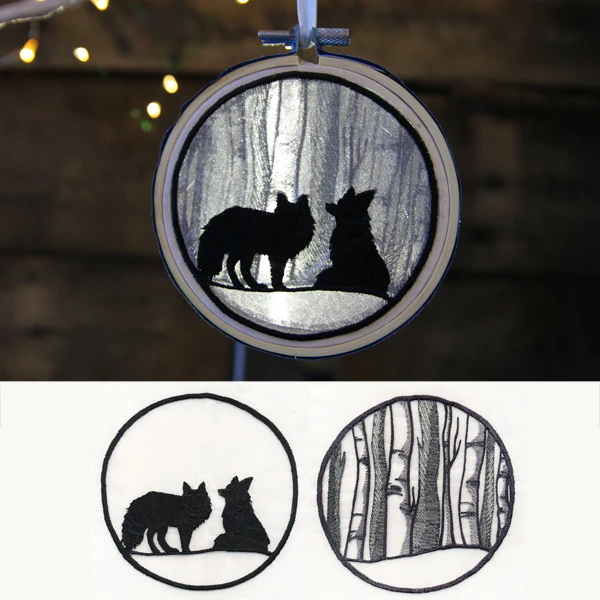 Winter Woodland Foxes Shadowbox (Organza) - Image 2