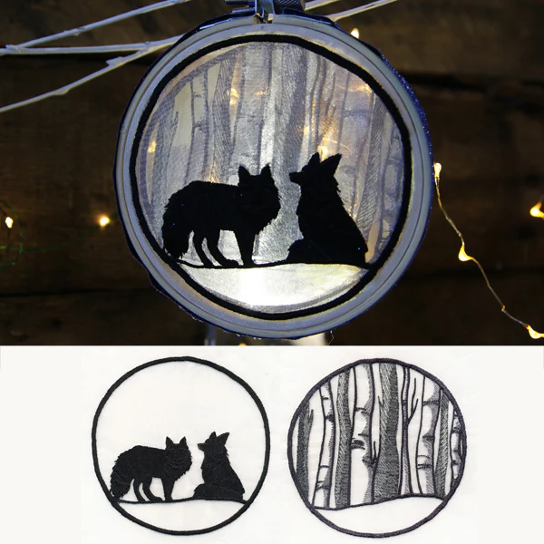 Winter Woodland Foxes Shadowbox (Organza) - Image 3