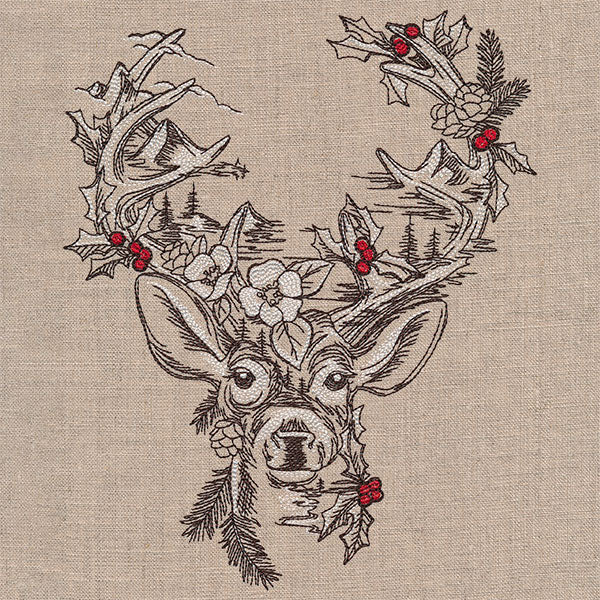 Woodland Christmas Scene Deer - Image 4
