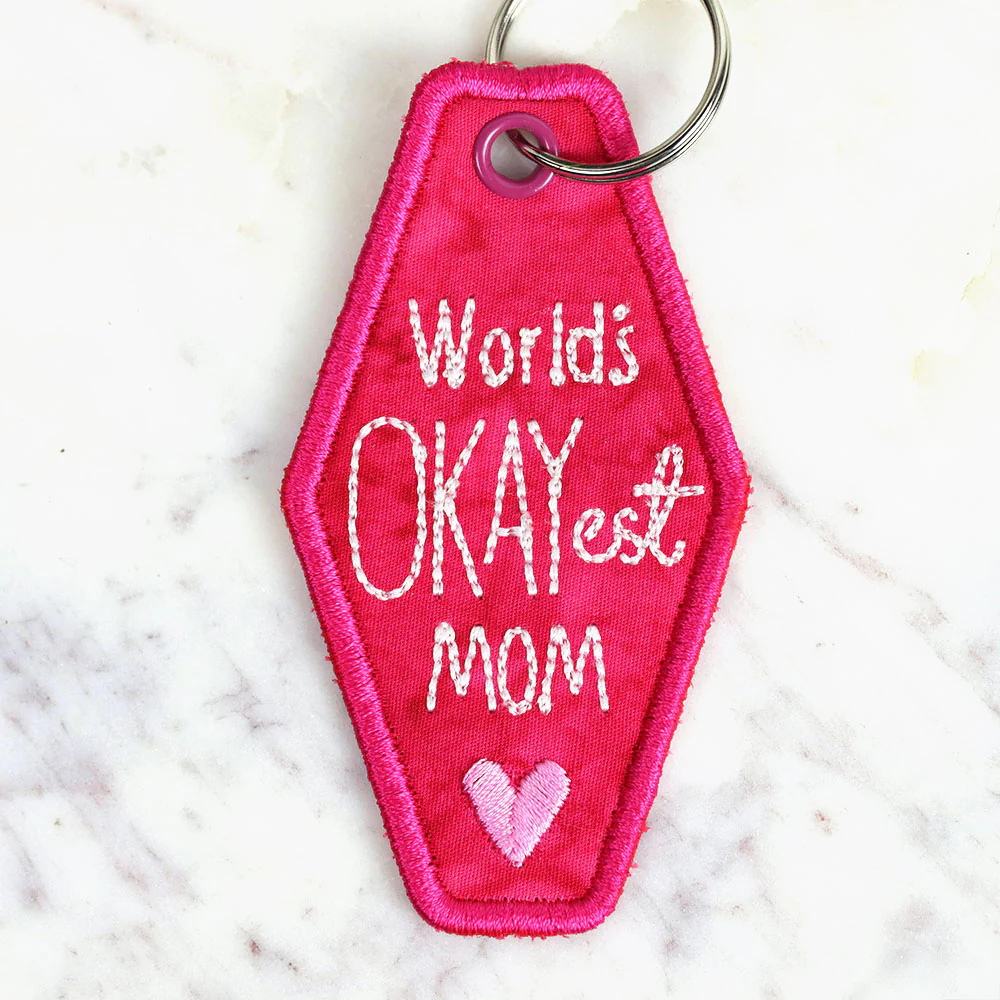 World's Okayest Mom Keychain (In-the-Hoop) - Image 3